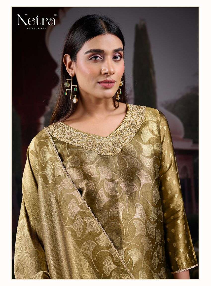 Netra Exclusive Fara Premium Bemberg Silk Jirafee Jacquard Dress Material