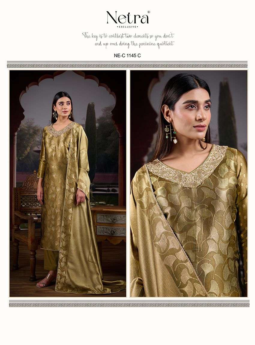 Netra Exclusive Fara Premium Bemberg Silk Jirafee Jacquard Dress Material