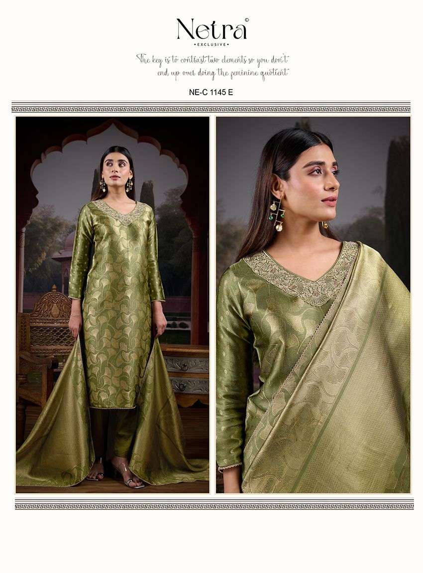 Netra Exclusive Fara Premium Bemberg Silk Jirafee Jacquard Dress Material