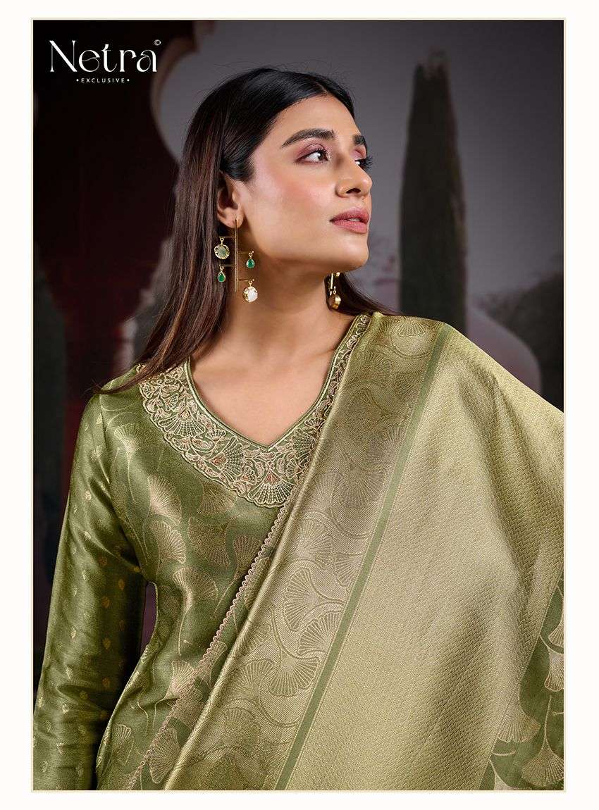 Netra Exclusive Fara Premium Bemberg Silk Jirafee Jacquard Dress Material