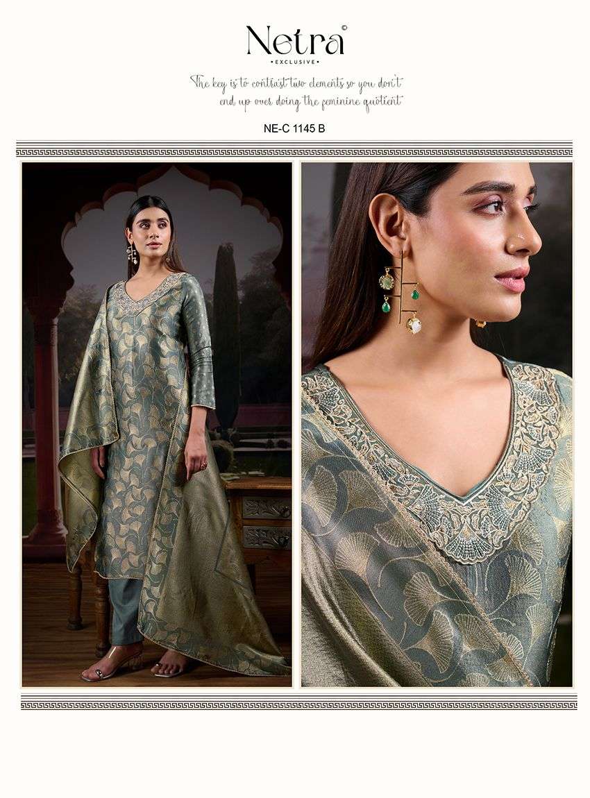 Netra Exclusive Fara Premium Bemberg Silk Jirafee Jacquard Dress Material