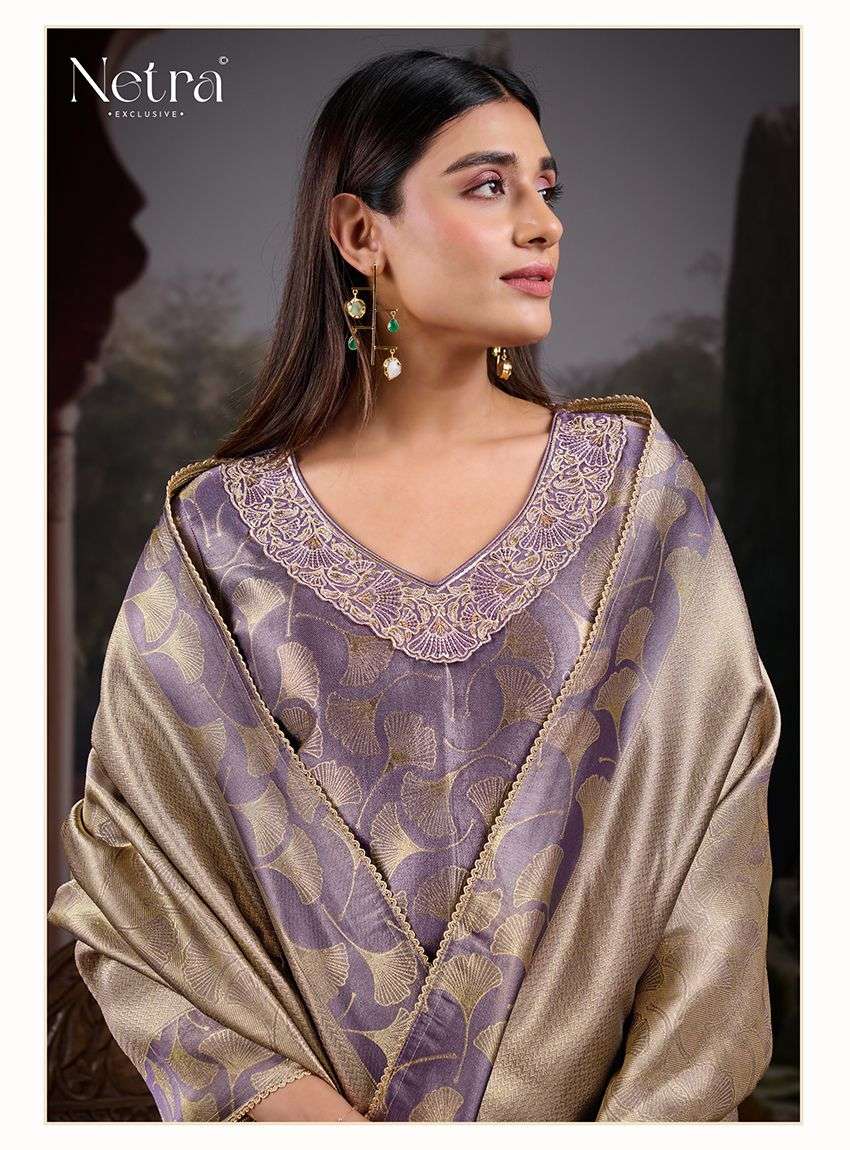 Netra Exclusive Fara Premium Bemberg Silk Jirafee Jacquard Dress Material