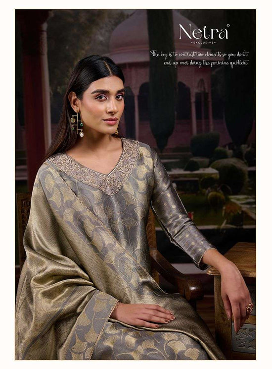 Netra Exclusive Fara Premium Bemberg Silk Jirafee Jacquard Dress Material