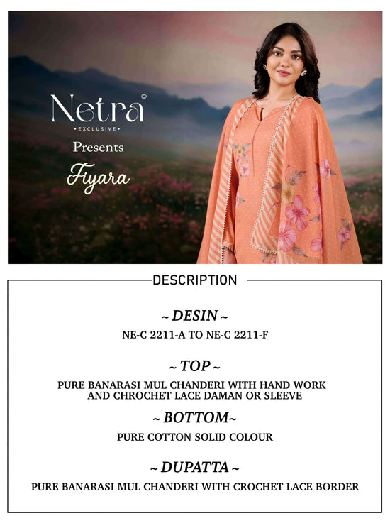 Netra Exclusive Fiyara Premium Banarasi Mal Chanderi Dress Material