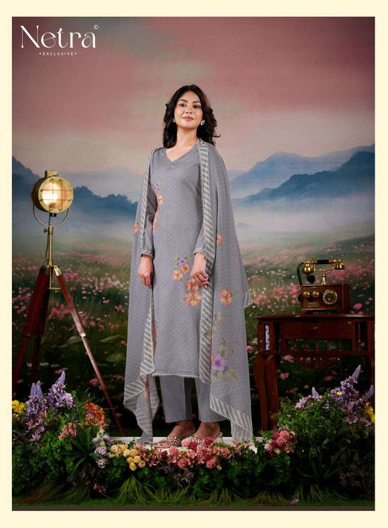 Netra Exclusive Fiyara Premium Banarasi Mal Chanderi Dress Material