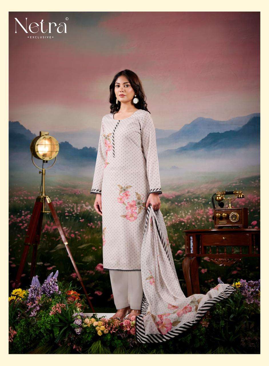 Netra Exclusive Fiyara Premium Banarasi Mal Chanderi Dress Material - Amrah Wholesale