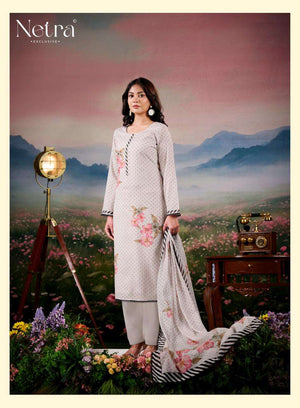 Netra Exclusive Fiyara Premium Banarasi Mal Chanderi Dress Material - Amrah Wholesale