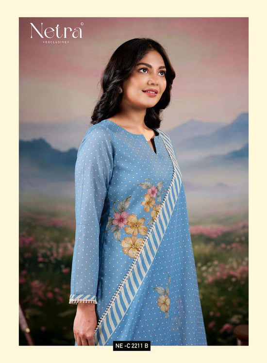 Netra Exclusive Fiyara Premium Banarasi Mal Chanderi Dress Material - Amrah Wholesale