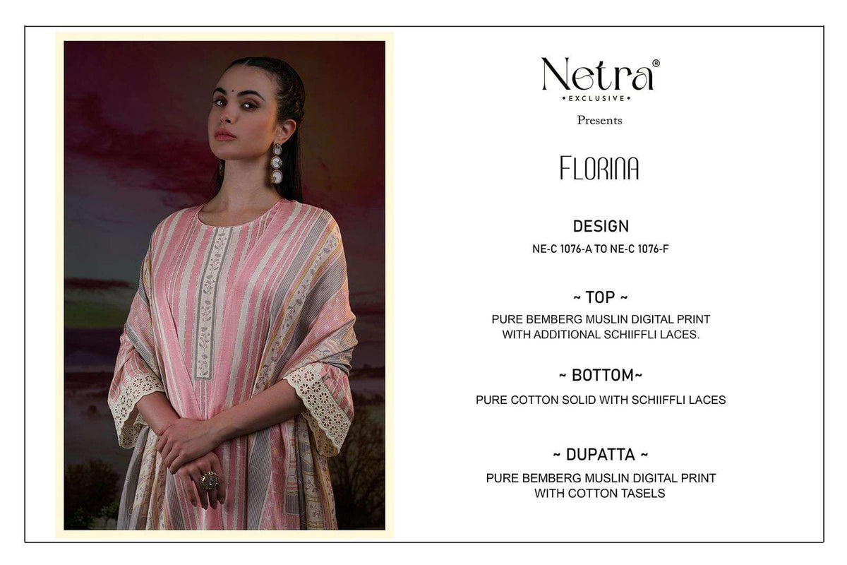 Netra Exclusive Florina Dress Material Wholesale Catalogue - Amrah Wholesale