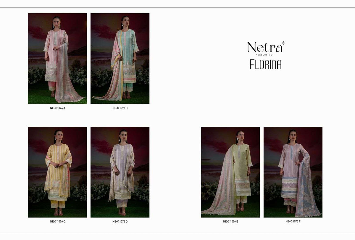 Netra Exclusive Florina Dress Material Wholesale Catalogue - Amrah Wholesale