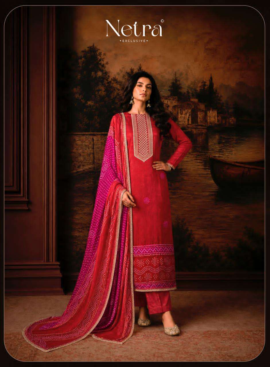 Netra Exclusive Gajji Vol 1 Premium Bandhani Gajji Silk Dress Material Collection