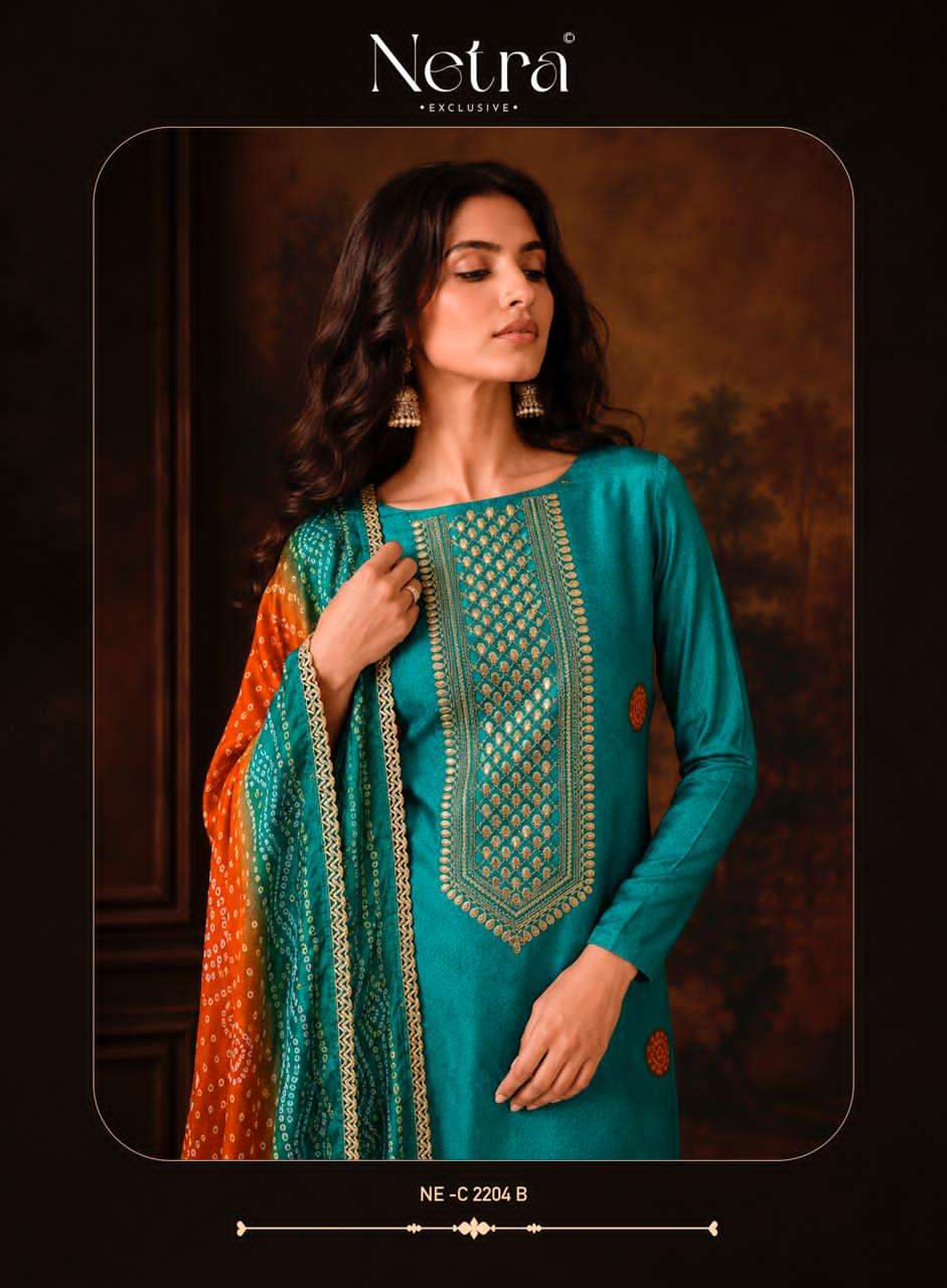 Netra Exclusive Gajji Vol 1 Premium Bandhani Gajji Silk Dress Material Collection