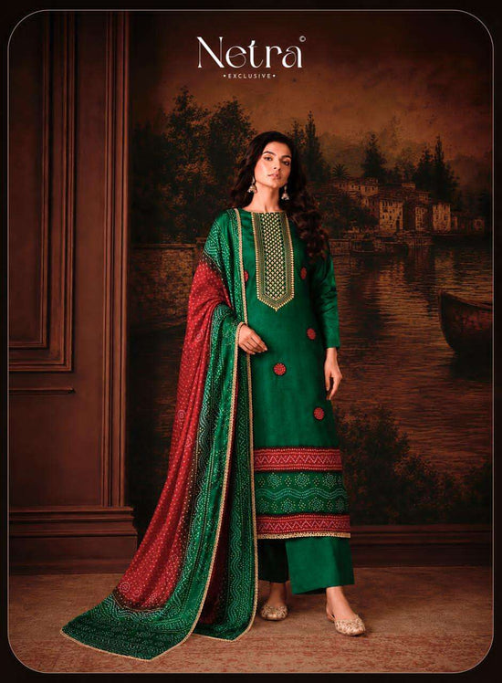 Netra Exclusive Gajji Vol 1 Premium Bandhani Gajji Silk Dress Material Collection