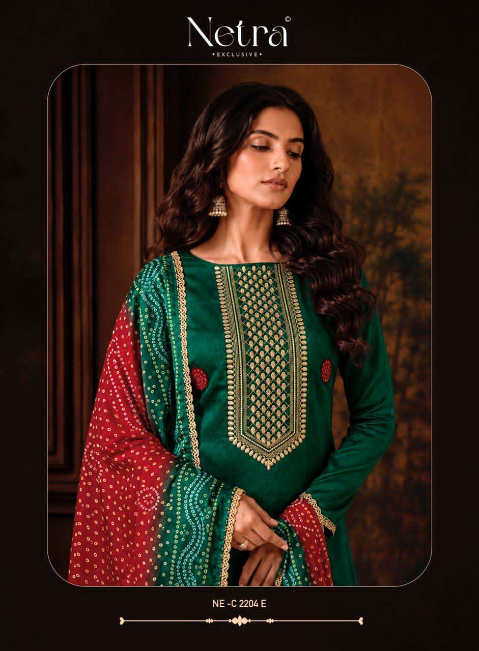 Netra Exclusive Gajji Vol 1 Premium Bandhani Gajji Silk Dress Material Collection