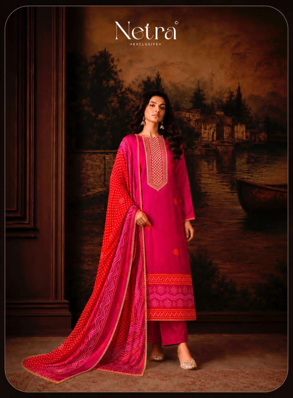Netra Exclusive Gajji Vol 1 Premium Bandhani Gajji Silk Dress Material Collection
