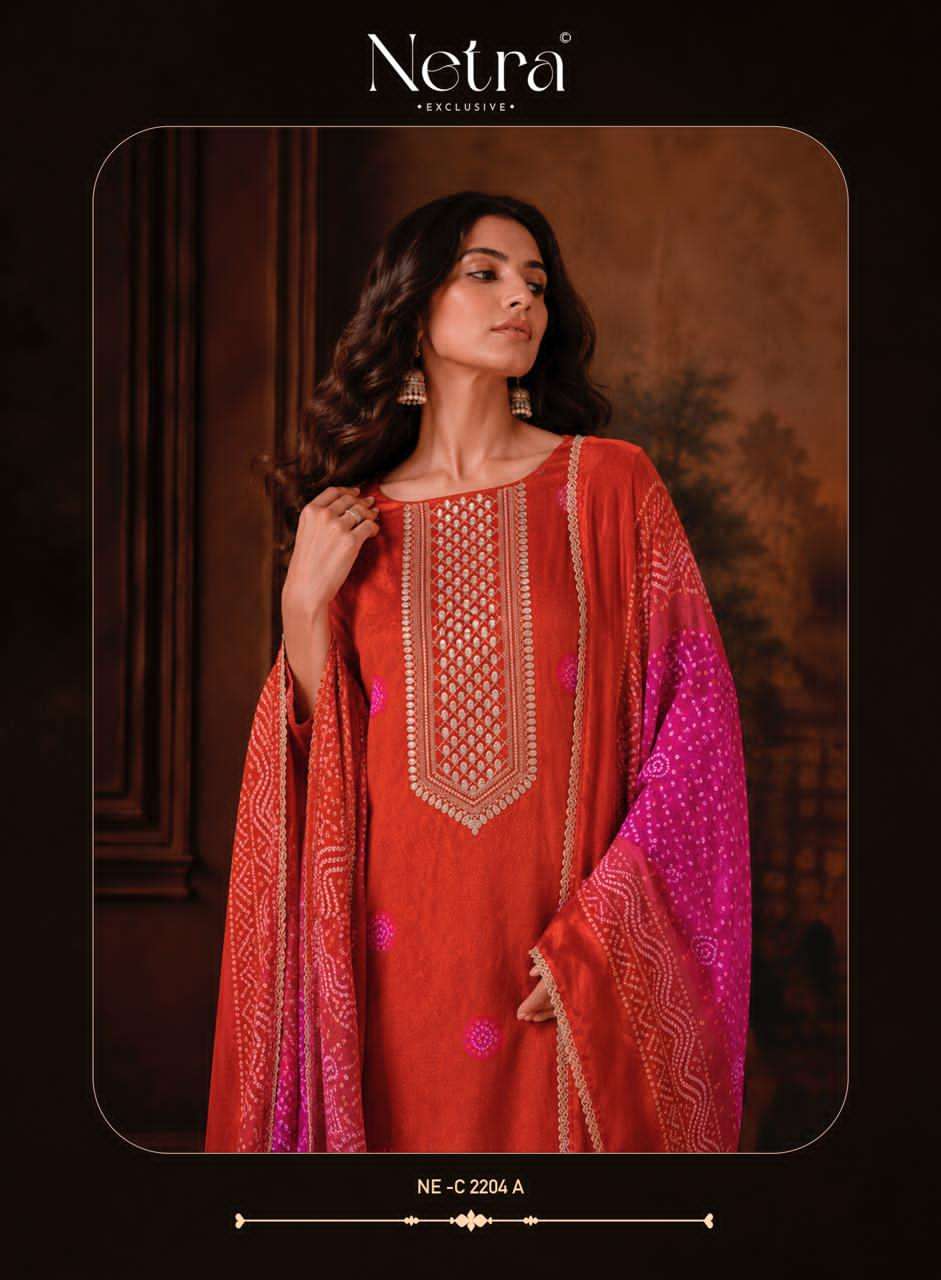 Netra Exclusive Gajji Vol 1 Premium Bandhani Gajji Silk Dress Material Collection