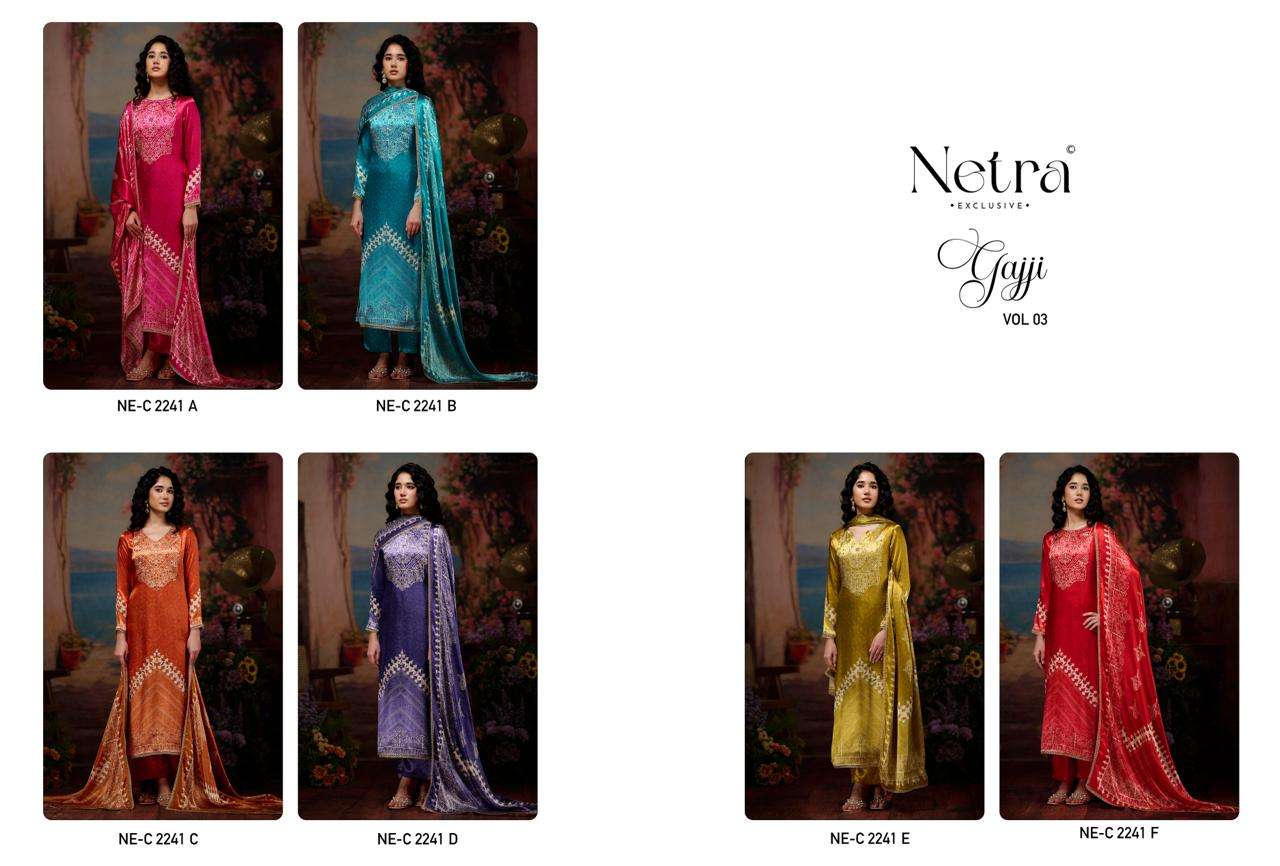 Netra Exclusive Gajji Vol 3 Pure Gajji Silk Dress Material