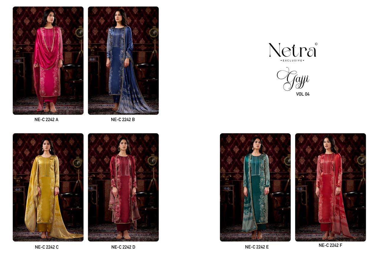 Netra Exclusive Gajji Vol 4 Pure Gajji Silk Dress Material