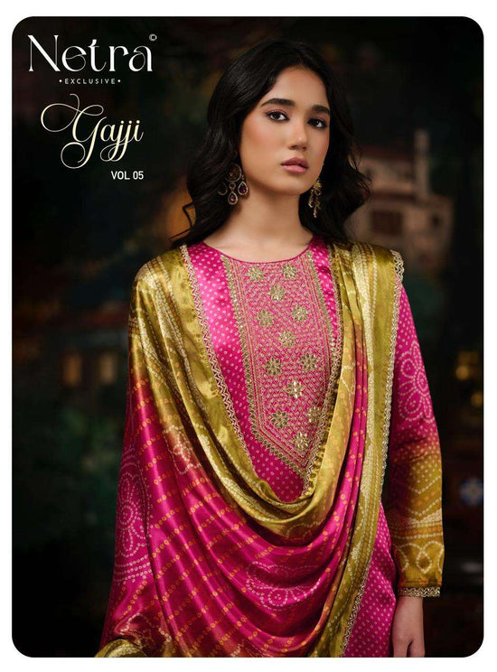 Netra Exclusive Gajji Vol 5 Pure Gajji Silk Dress Material