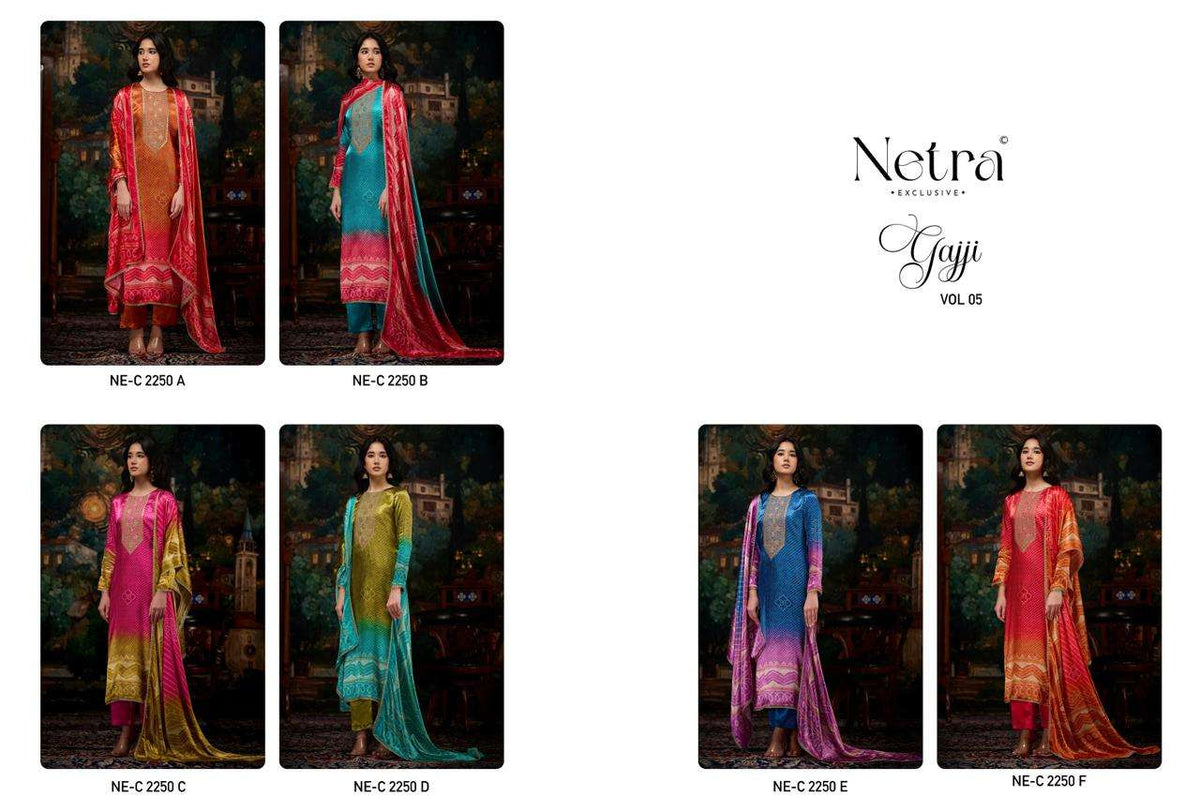 Netra Exclusive Gajji Vol 5 Pure Gajji Silk Dress Material