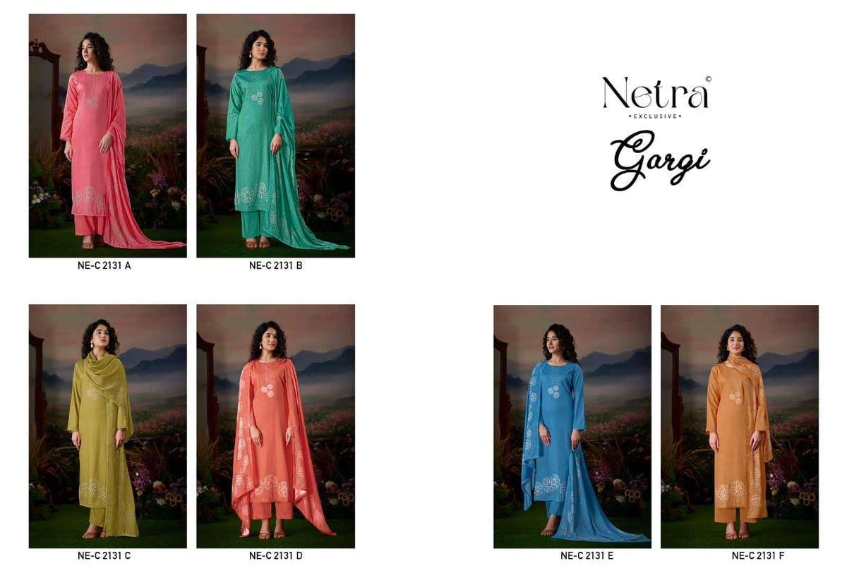 Netra Exclusive Gargi Dress Material Wholesale Catalogue - Amrah Wholesale