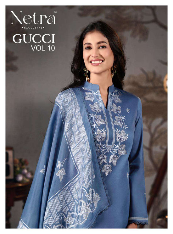Netra Exclusive Gucci Vol 10 Pure Cotton Dress Material - Amrah Wholesale