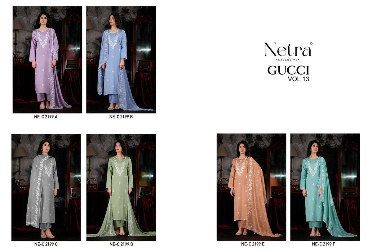 Netra Exclusive Gucci Vol 13 Premium Cotton Dress Material - Amrah Wholesale