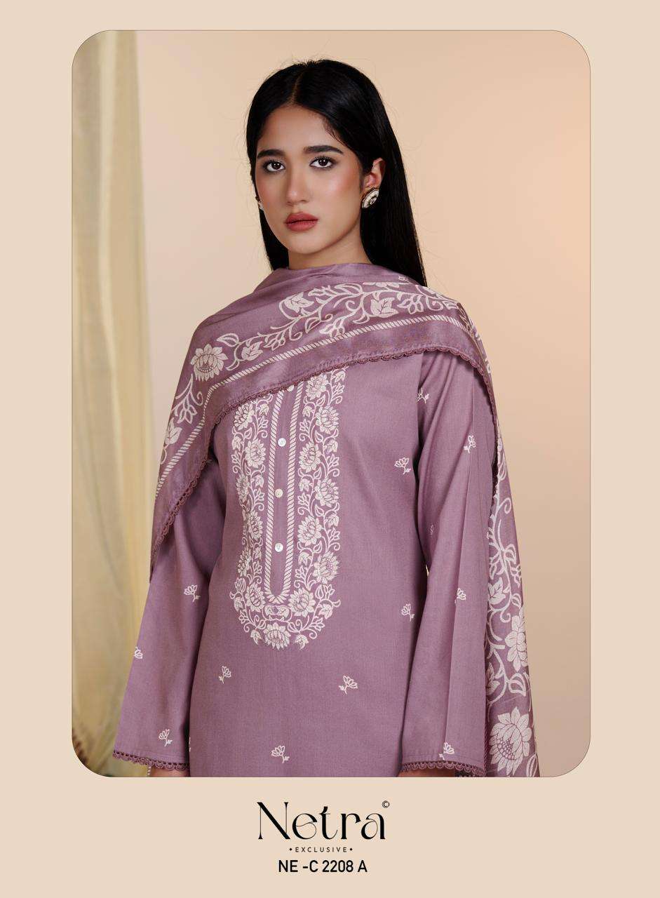 Netra Exclusive Gucci Vol 14 Premium Cotton Embroidered Dress Material - Amrah Wholesale