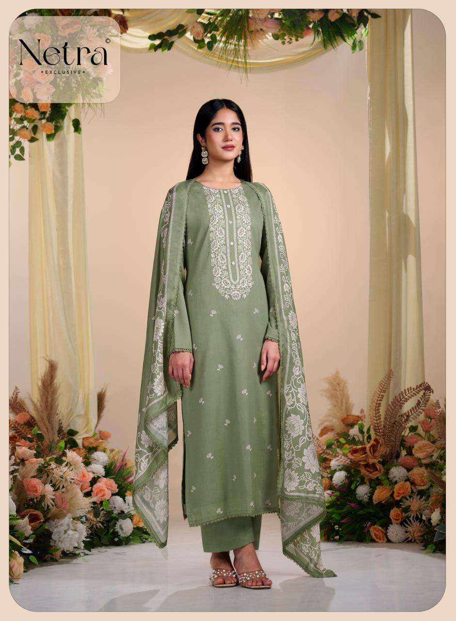 Netra Exclusive Gucci Vol 14 Premium Cotton Embroidered Dress Material - Amrah Wholesale