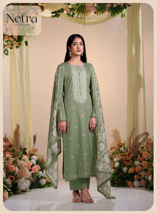 Netra Exclusive Gucci Vol 14 Premium Cotton Embroidered Dress Material - Amrah Wholesale