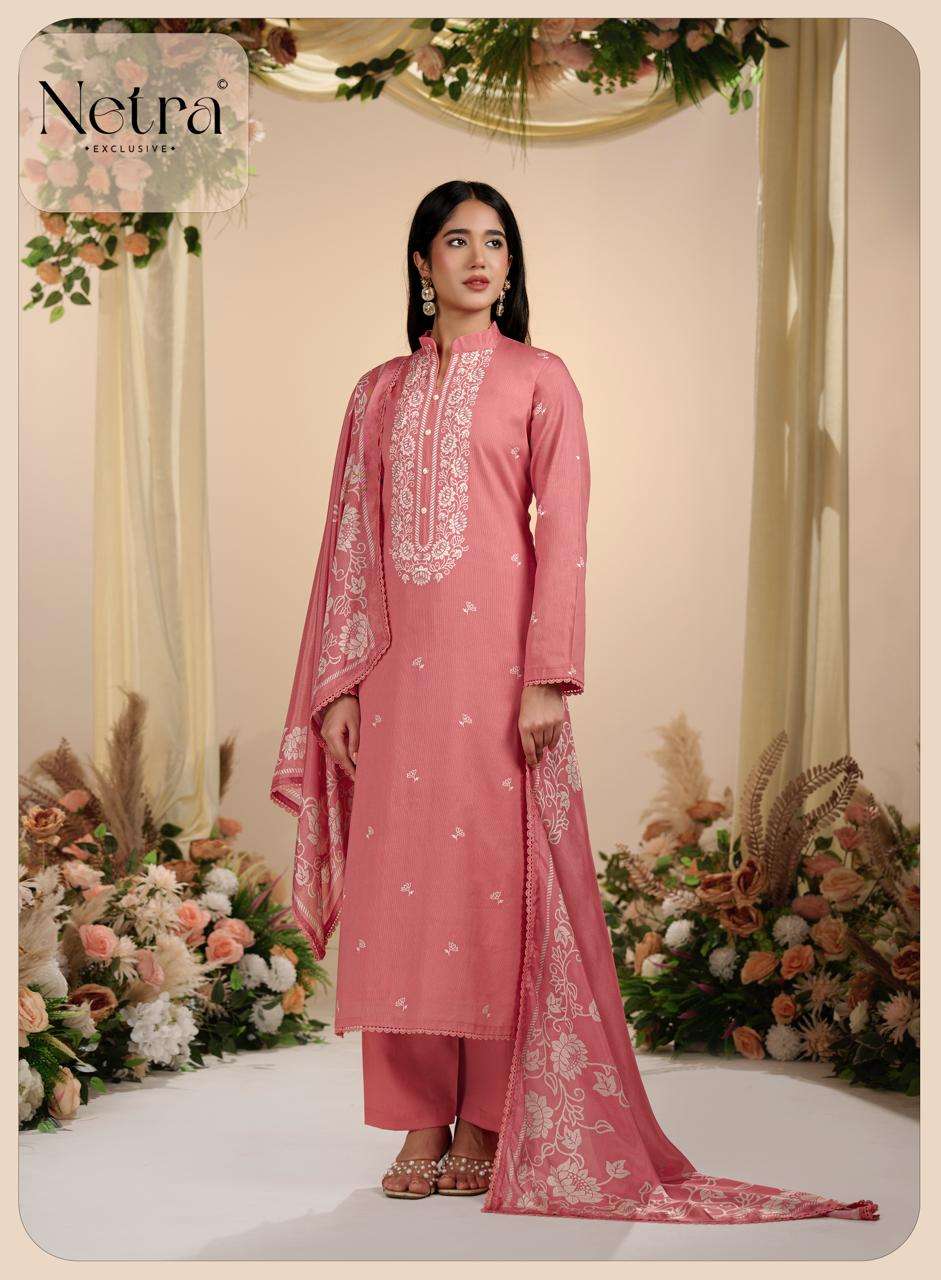 Netra Exclusive Gucci Vol 14 Premium Cotton Embroidered Dress Material - Amrah Wholesale