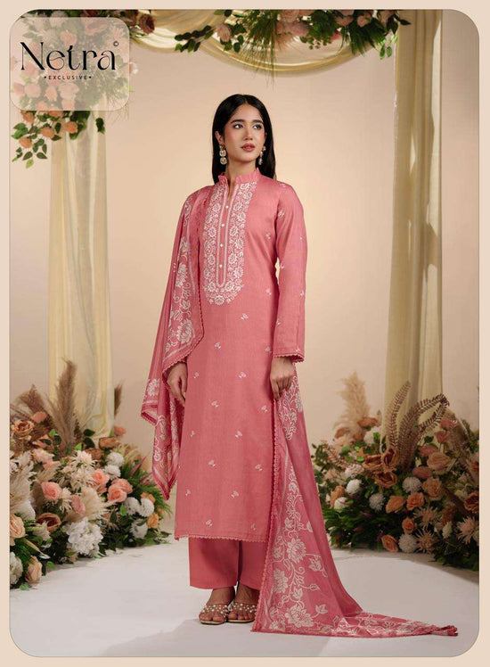 Netra Exclusive Gucci Vol 14 Premium Cotton Embroidered Dress Material - Amrah Wholesale
