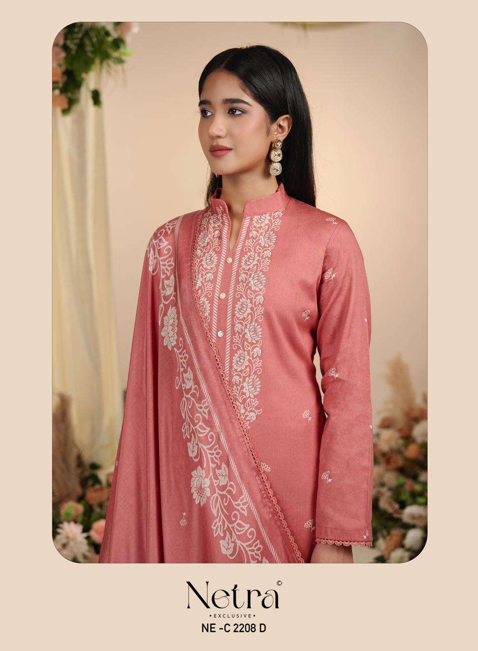 Netra Exclusive Gucci Vol 14 Premium Cotton Embroidered Dress Material - Amrah Wholesale