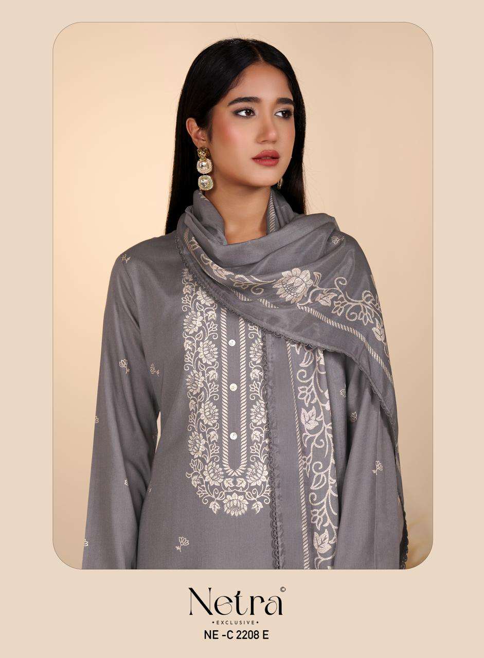 Netra Exclusive Gucci Vol 14 Premium Cotton Embroidered Dress Material - Amrah Wholesale