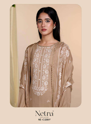 Netra Exclusive Gucci Vol 14 Premium Cotton Embroidered Dress Material - Amrah Wholesale