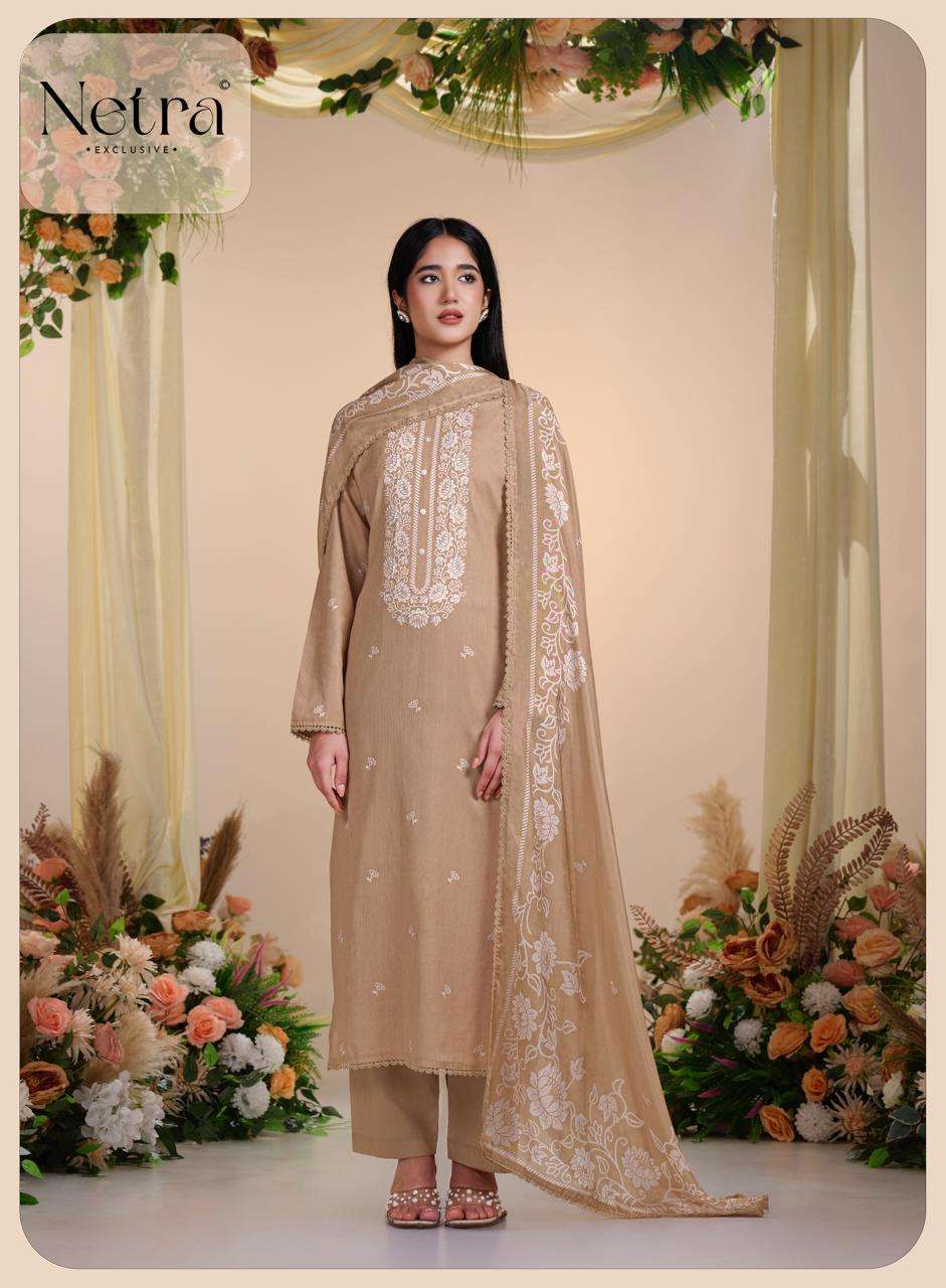 Netra Exclusive Gucci Vol 14 Premium Cotton Embroidered Dress Material - Amrah Wholesale