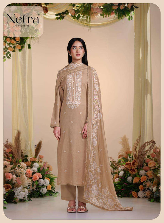 Netra Exclusive Gucci Vol 14 Premium Cotton Embroidered Dress Material - Amrah Wholesale