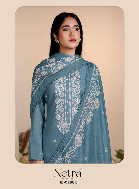 Netra Exclusive Gucci Vol 14 Premium Cotton Embroidered Dress Material - Amrah Wholesale