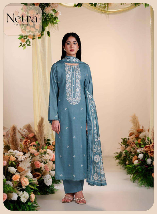 Netra Exclusive Gucci Vol 14 Premium Cotton Embroidered Dress Material - Amrah Wholesale
