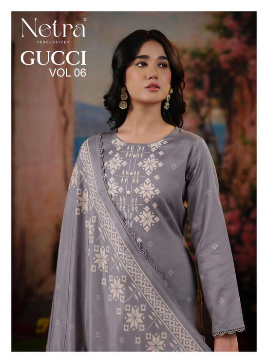 Netra Exclusive Gucci Vol 6 Pure Cotton Premium Dress Material - Amrah Wholesale