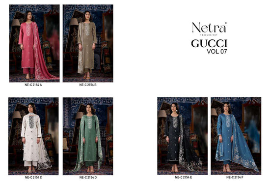 Netra Exclusive Gucci Vol 7 Cotton Satin Dress Material - Amrah Wholesale