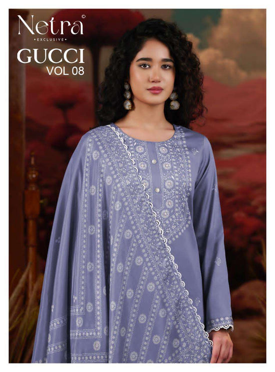 Netra Exclusive Gucci Vol 8 Pure Cotton Dress Material - Amrah Wholesale