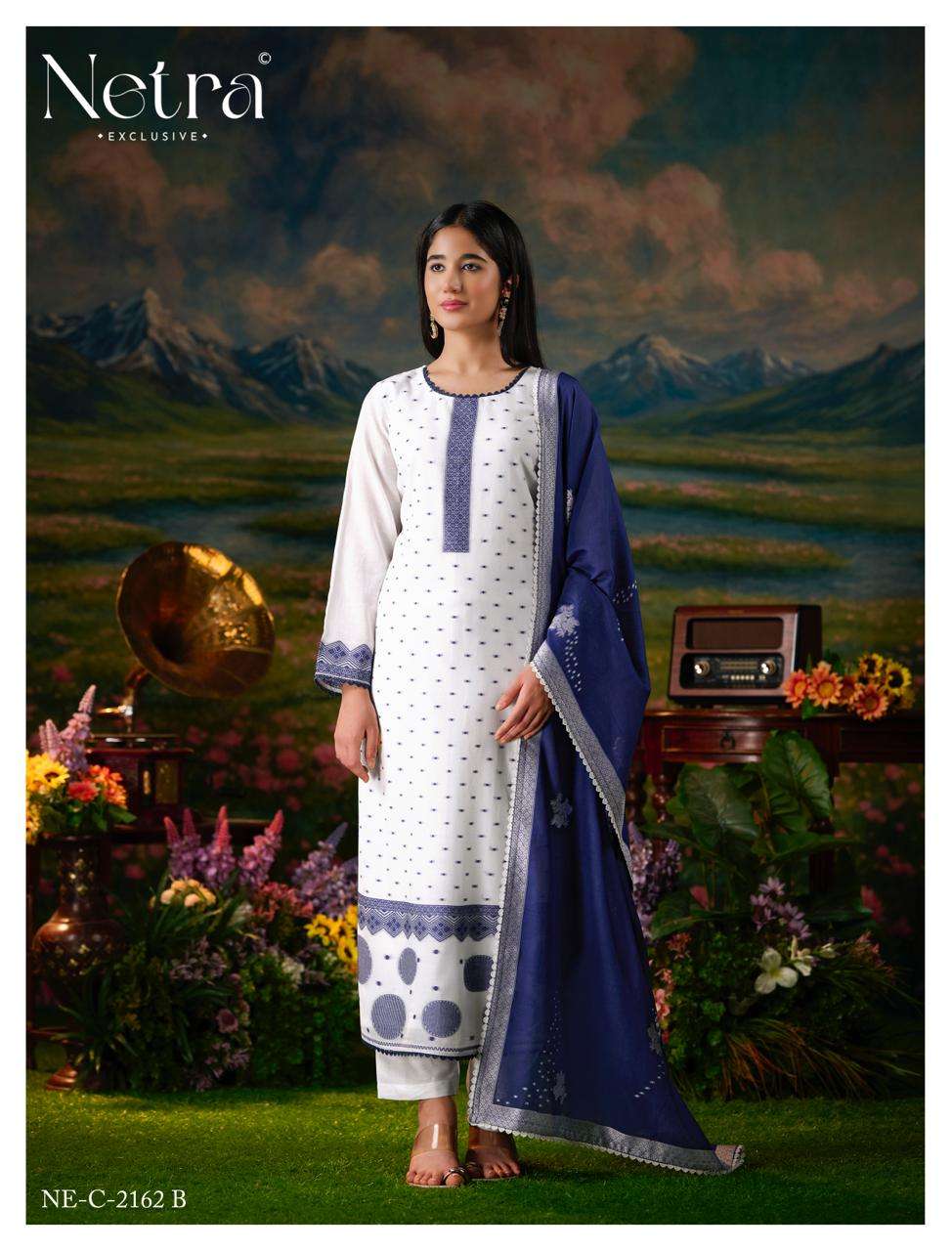 Netra Exclusive Hesika Banarasi Jamdani Dress Material - Amrah Wholesale