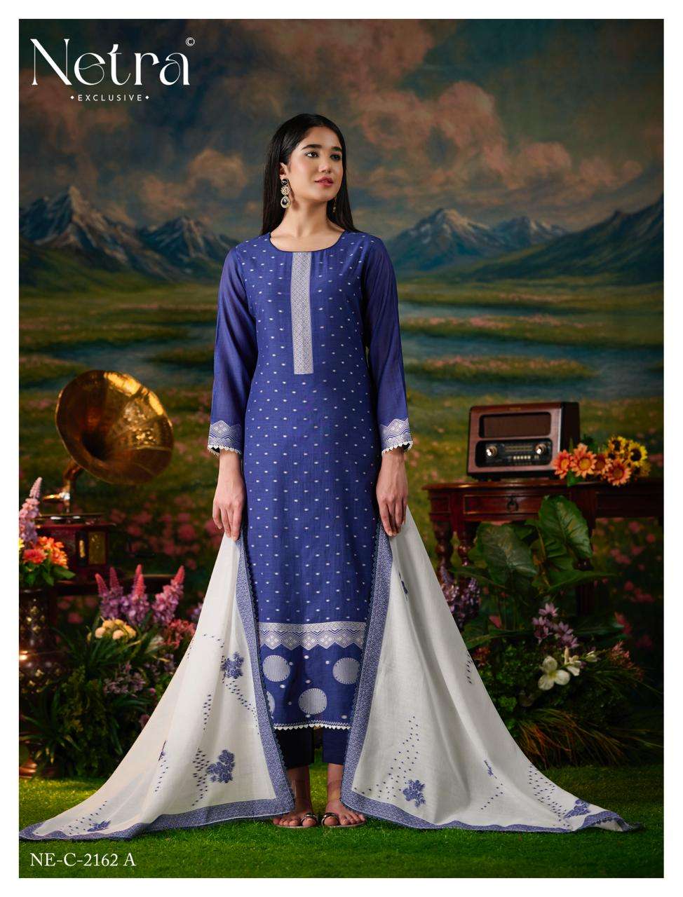 Netra Exclusive Hesika Banarasi Jamdani Dress Material - Amrah Wholesale