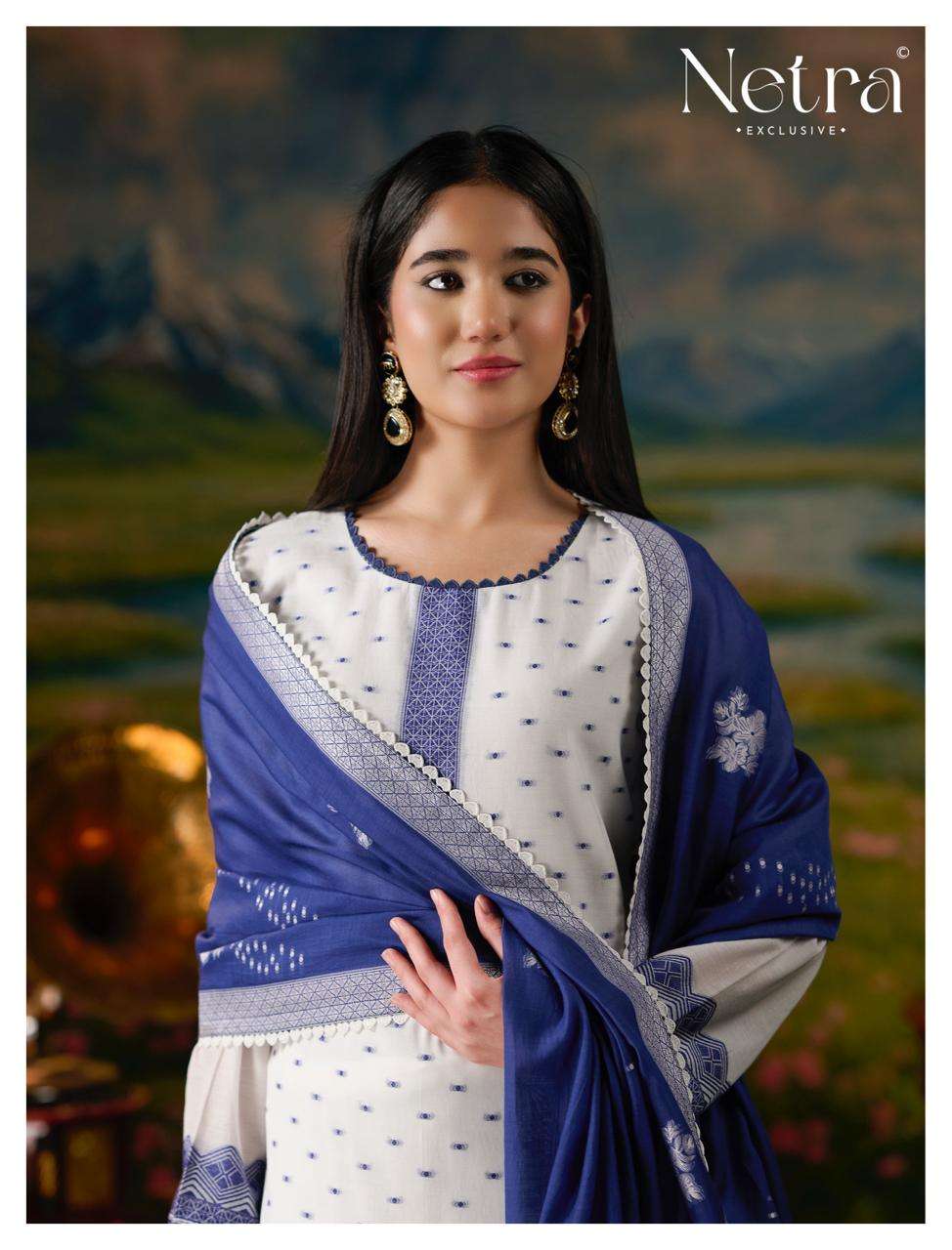 Netra Exclusive Hesika Banarasi Jamdani Dress Material - Amrah Wholesale