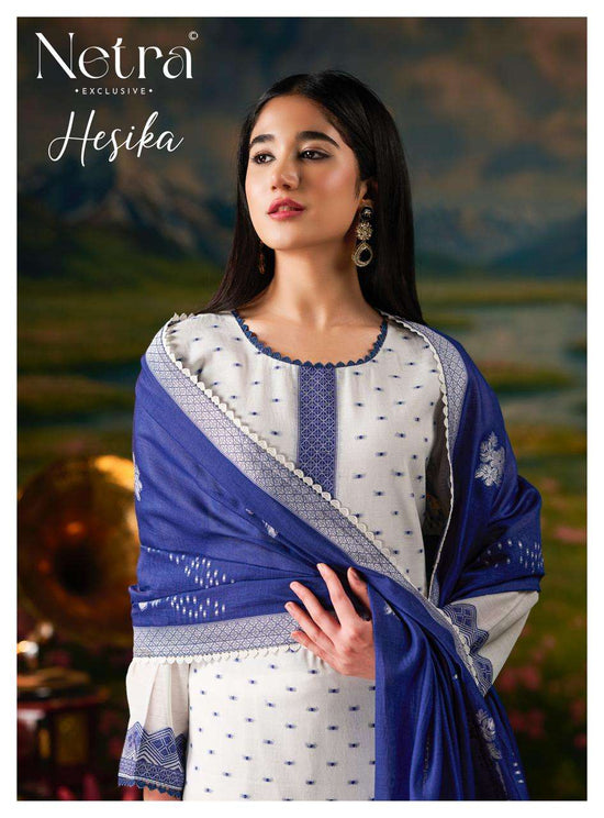 Netra Exclusive Hesika Banarasi Jamdani Dress Material - Amrah Wholesale