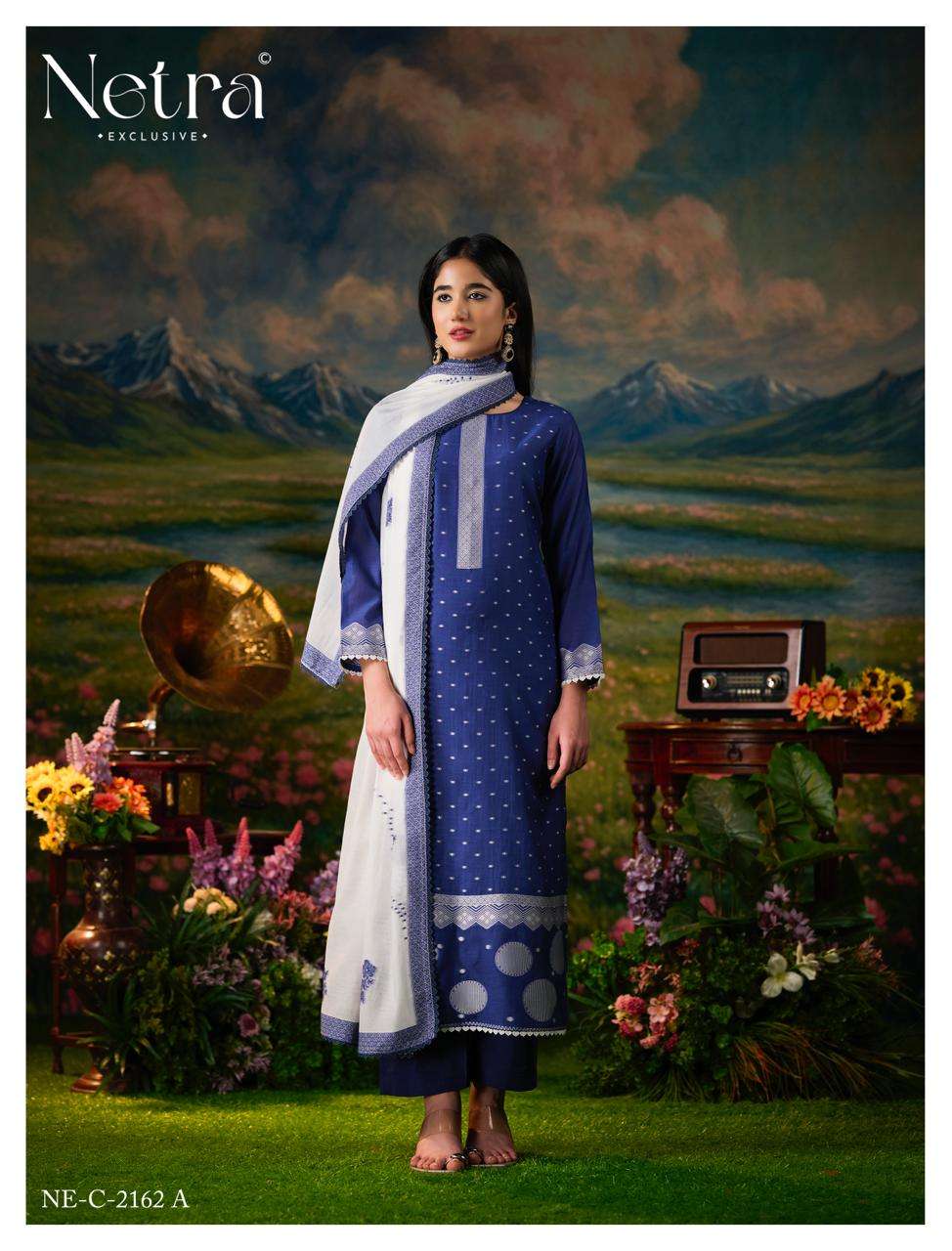 Netra Exclusive Hesika Banarasi Jamdani Dress Material - Amrah Wholesale