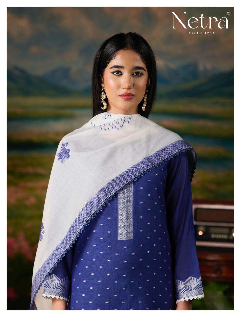 Netra Exclusive Hesika Banarasi Jamdani Dress Material - Amrah Wholesale