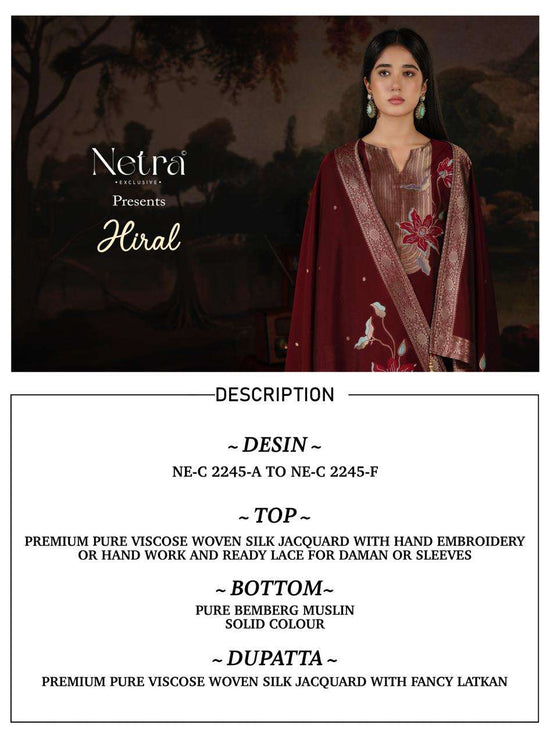 Netra Exclusive Hiral Pure Woven Silk Dress Material