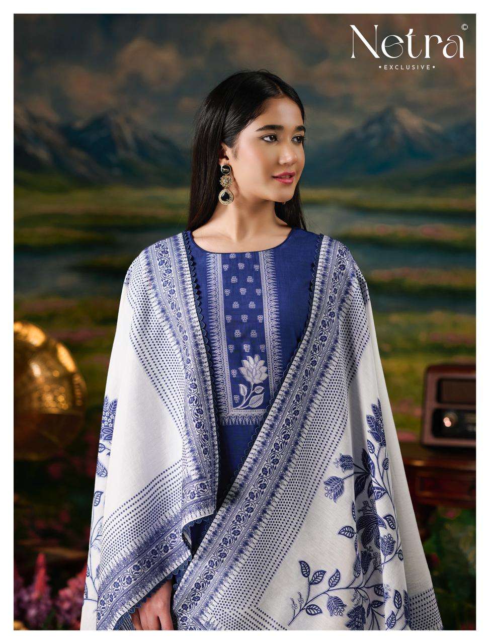 Netra Exclusive Hiranshi Bemberg Banarasi Jamdani Dress Material
